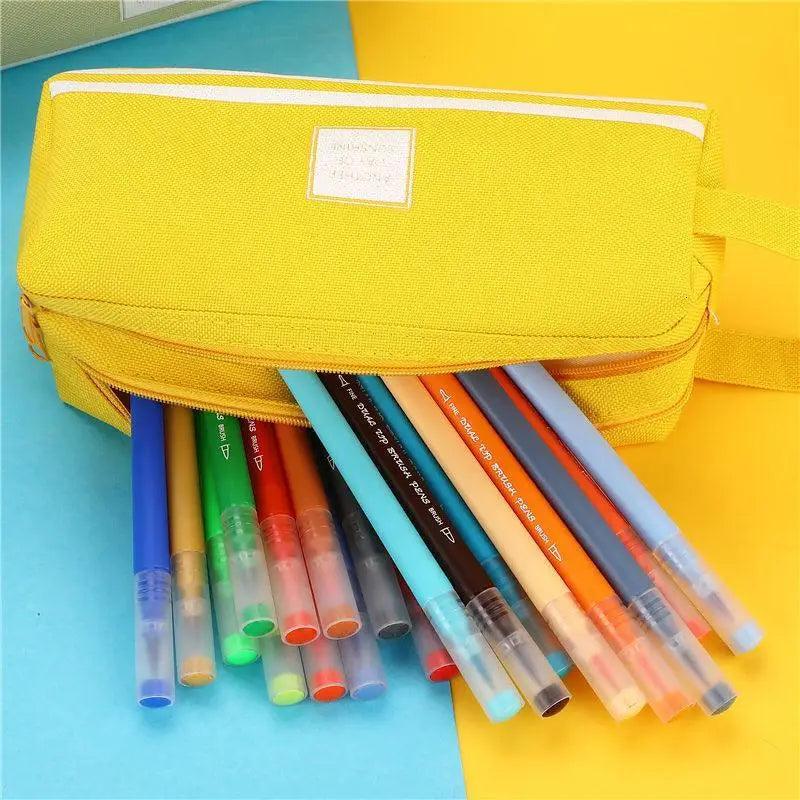 Durable Simple Large Capacity School Stationery Double Layer Case  Students Unique Design High Quality Office Handbag Pencil Case