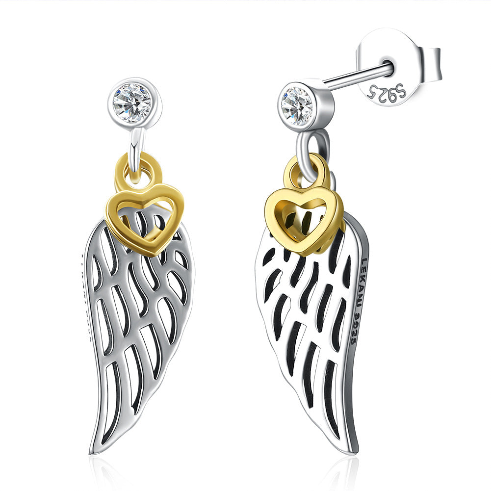 Heart-shaped Wings Ladies S Diamond Earrings
