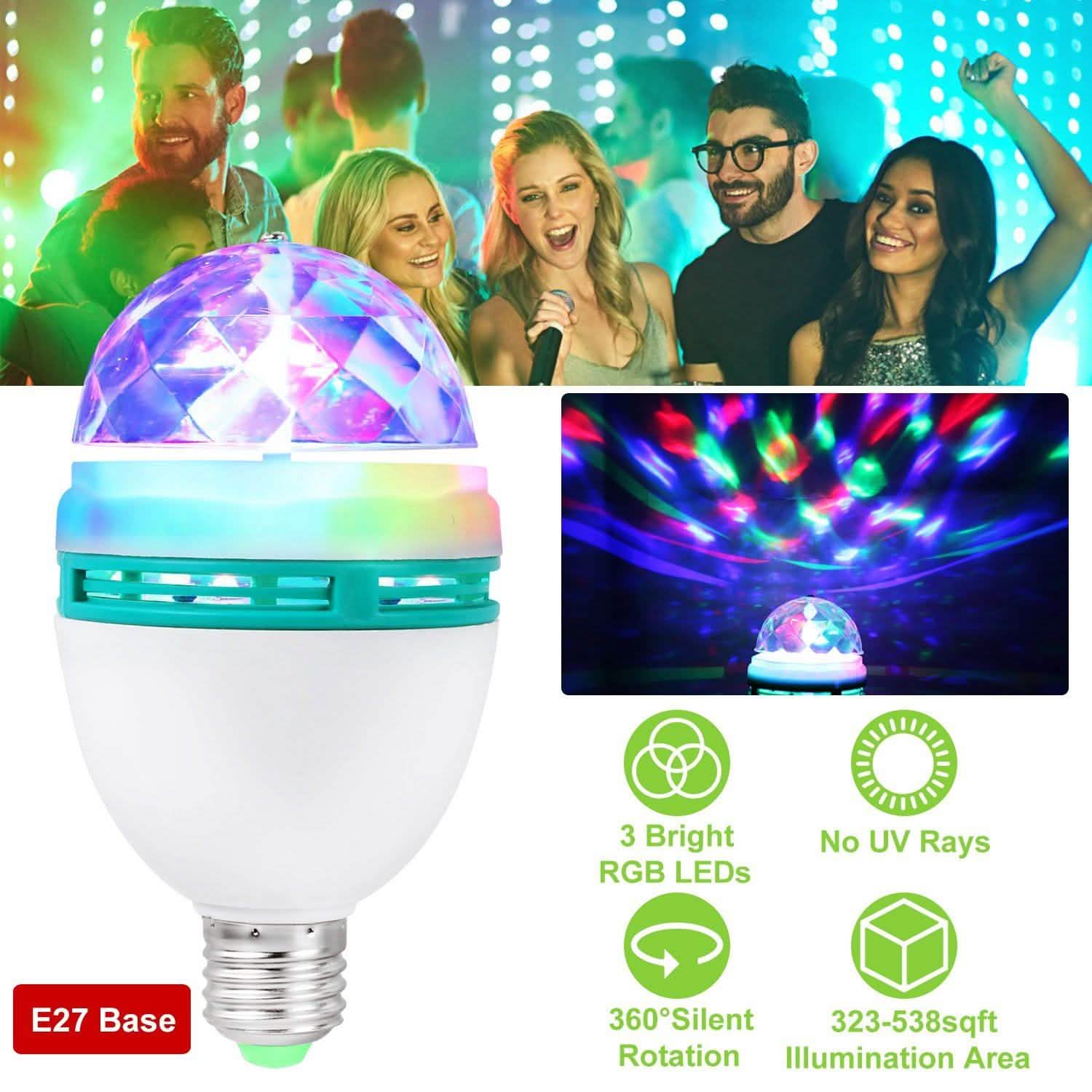 E27 3W Rotating RGB LED Light Bulb