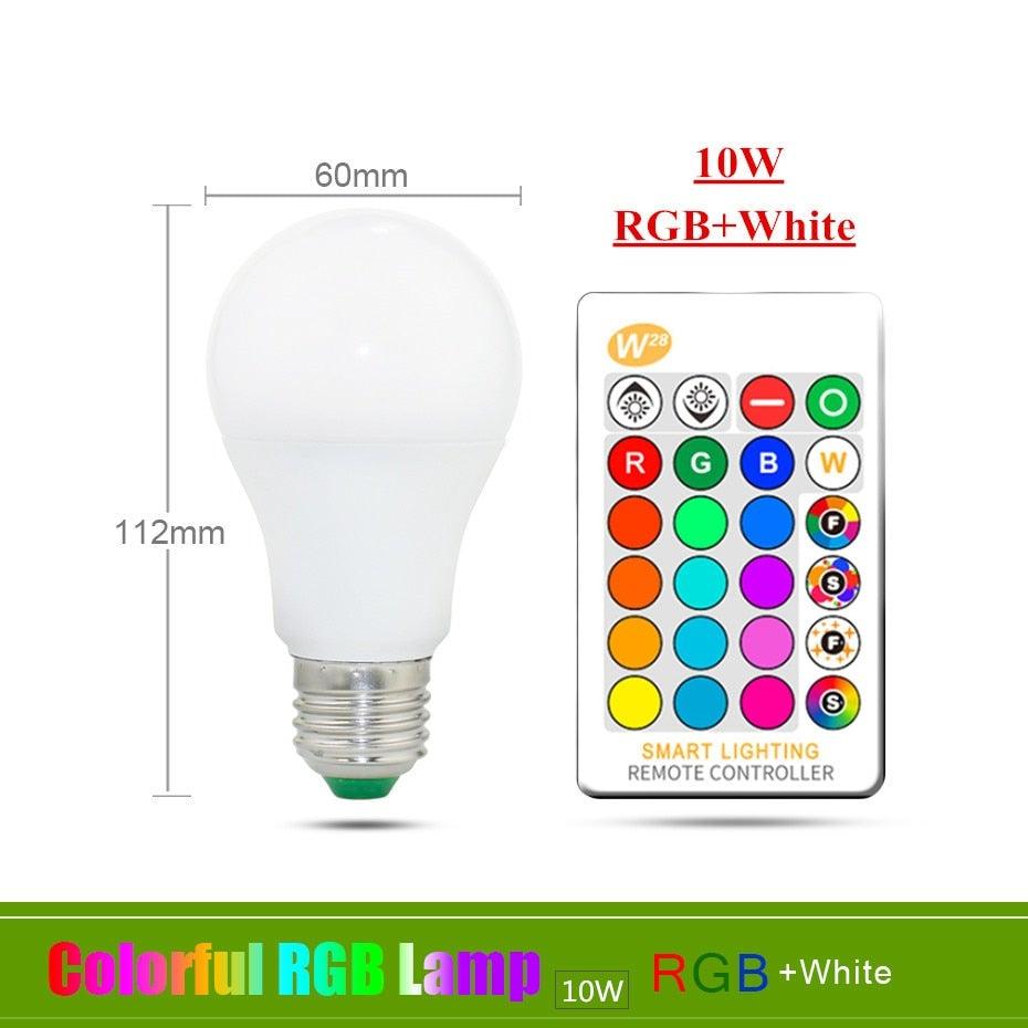 E27 RGB Led Bulb 5W 10W 15W Dimmable 16 Color Changing Magic Bulb GU10 8W AC 220V 110V RGB White IR Remote Control Night Light LED Light Bulb, Color Changing Light Bulb with Remote