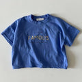 Letter Crew Neck Short Sleeve Simple
