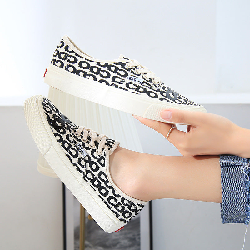 Low Cut Men And Women Letter Couple Canvas Shoes Laces