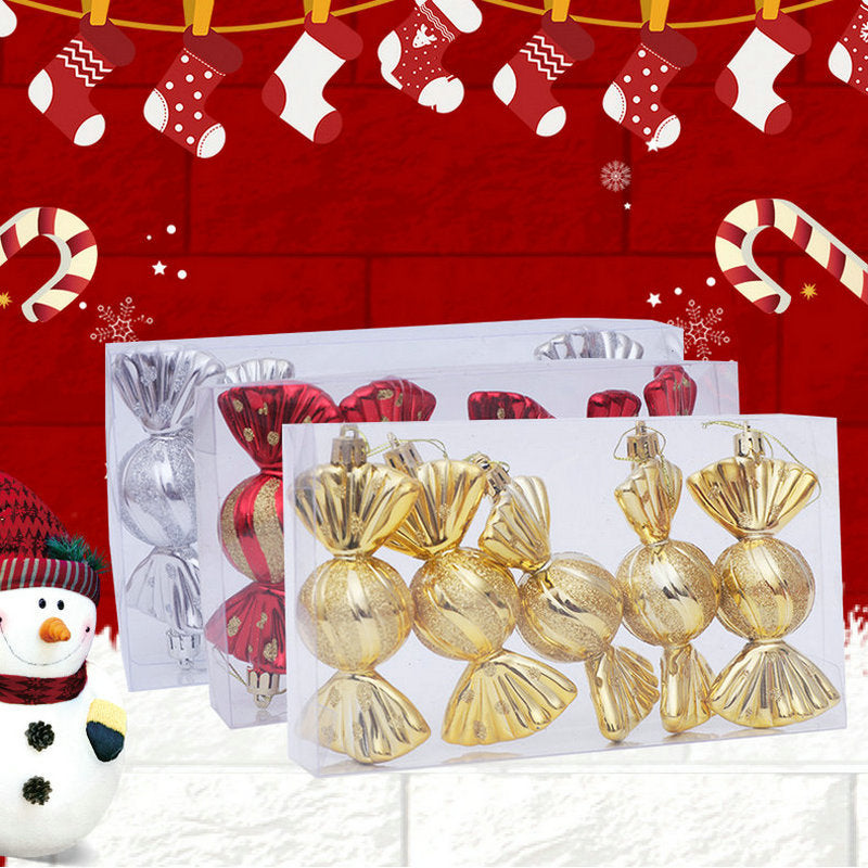 Christmas Decoration Gift Box Electroplating Candy Props Pendant 5 Pcs 1 Box