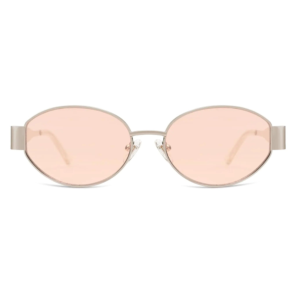 SOJOS Retro Oval Sunglasses for Women Men Trendy Sun Glasses Classic Shades UV400 Protection SJ1217 Light Gold/Light Brown