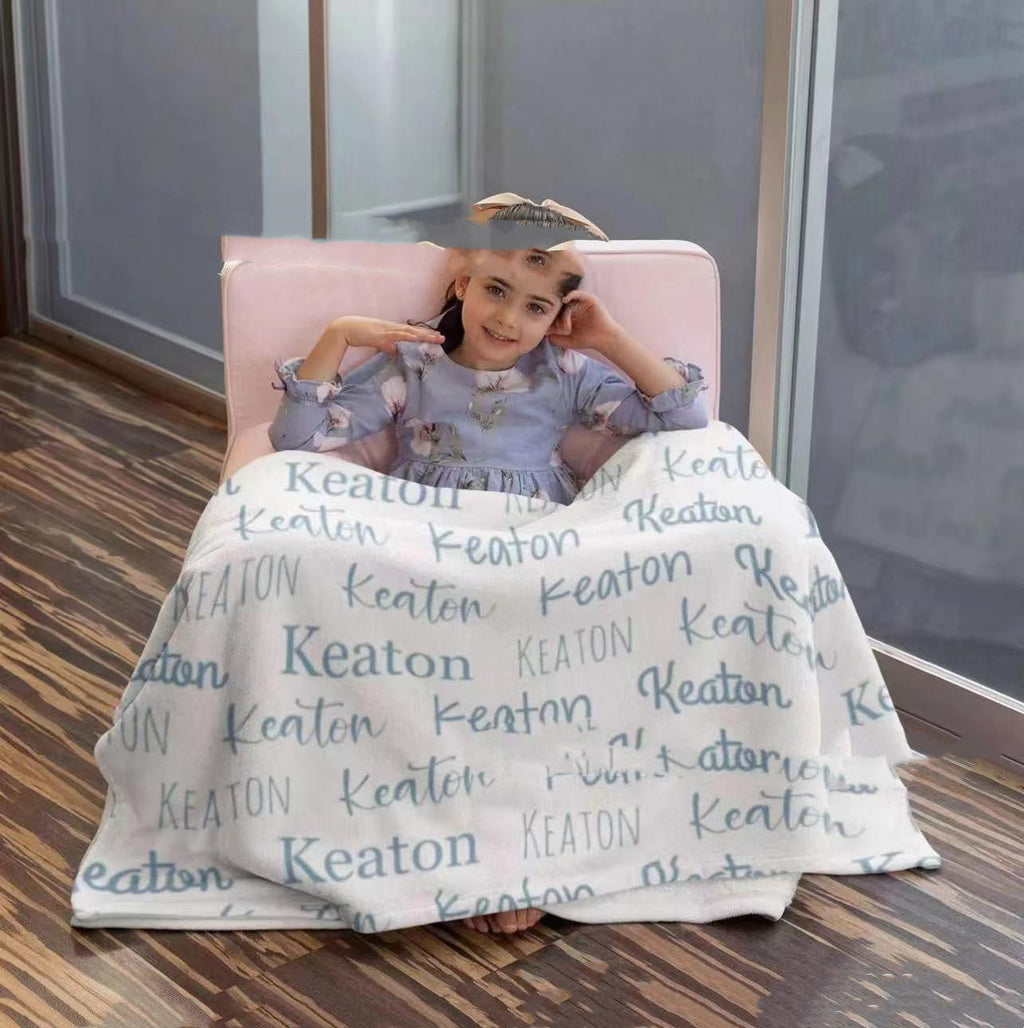 Personalized Baby Name Baby Blanket Customized Double-sided Flannel