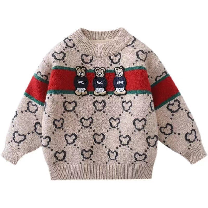 Boys' Velvet Thickening Sweater Girls' Pullover