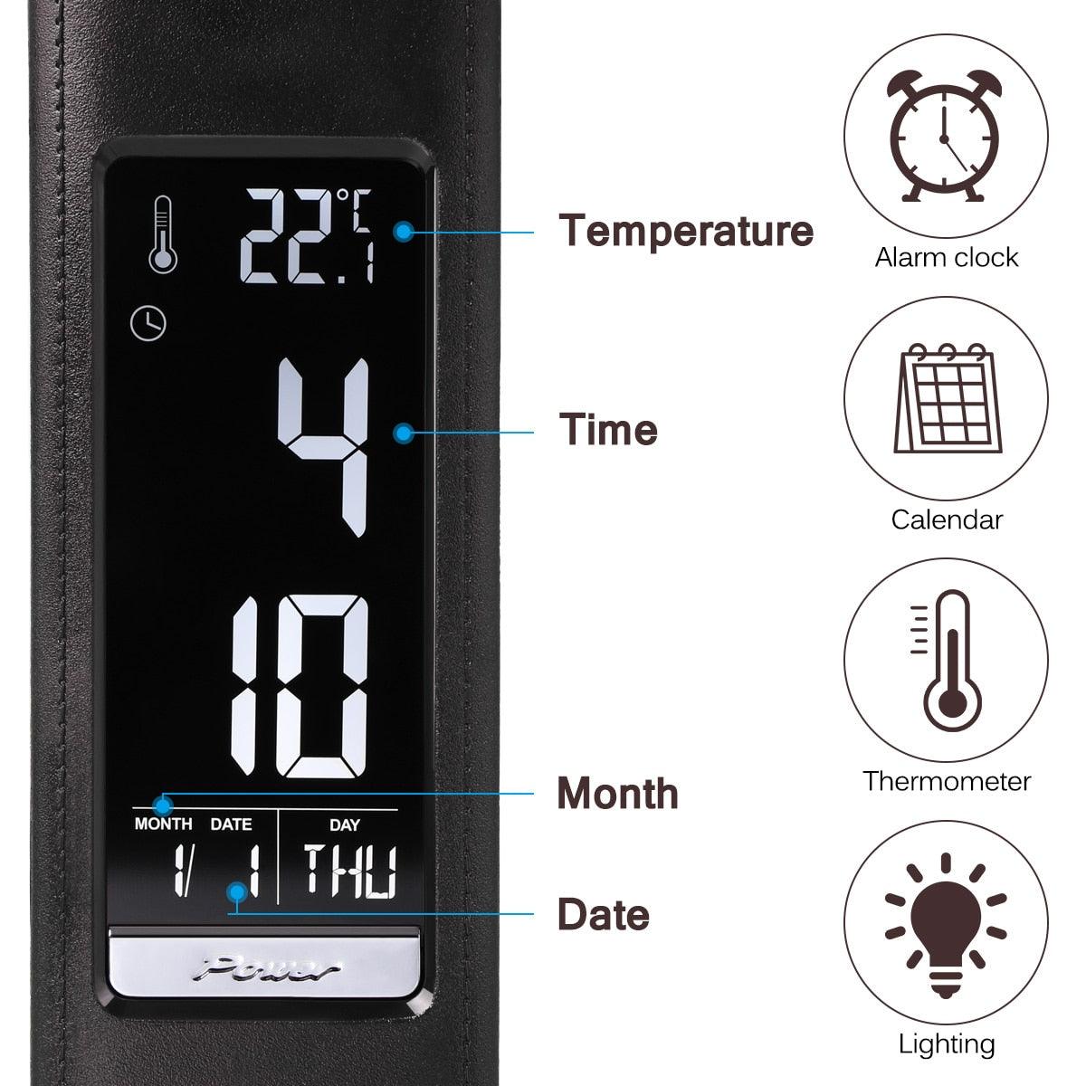 Eco-friendly LED Desk Lamp Multifunction Dimmable Reading Lamp With Calendar Temperature Alarm Clock for Office Bedroom Dorm Decorative Table Lamp Cute Study Lamps for Bedroom Décor