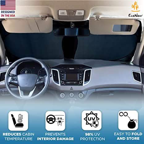 EcoNour Car Windshield Sun Shade with Storage Pouch