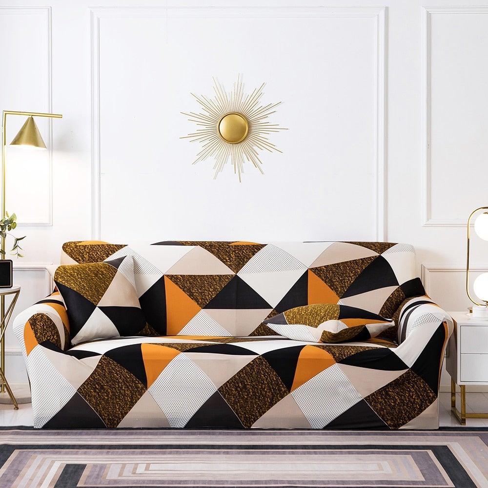 Elastic Plain Floral Printing  Sofa Cover Stretch for Living Room Couch Cover Chair Protector 1/2/3/4 Seater Printed Couch Cover for 3 Cushion Couch  Floral Pattern Sofa Cover with Separate Cushion Cover Pieces Stretch Sofa Slipcover