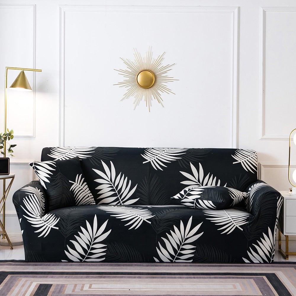 Elastic Plain Floral Printing  Sofa Cover Stretch for Living Room Couch Cover Chair Protector 1/2/3/4 Seater Printed Couch Cover for 3 Cushion Couch  Floral Pattern Sofa Cover with Separate Cushion Cover Pieces Stretch Sofa Slipcover