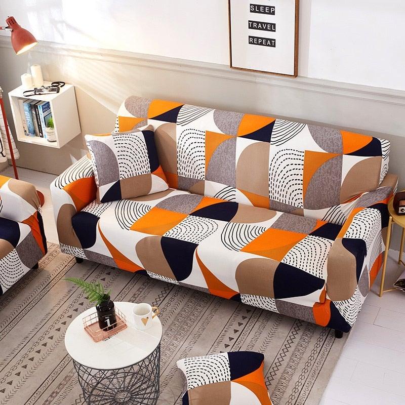 Elastic Sofa Covers for Living Room Stretch Slipcovers Sectional Couch Cover L Shape Corner Armchair Cover 1/2/3/4 Seater Slipcovers Elastic Stylish Printed Sectional Sofa Furniture Protector For Living Room
