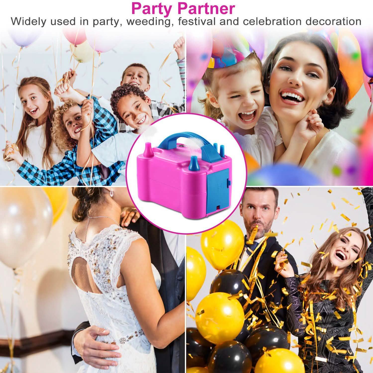 Electric Balloon Pump 600W Balloon Blower Inflator Dual Nozzle