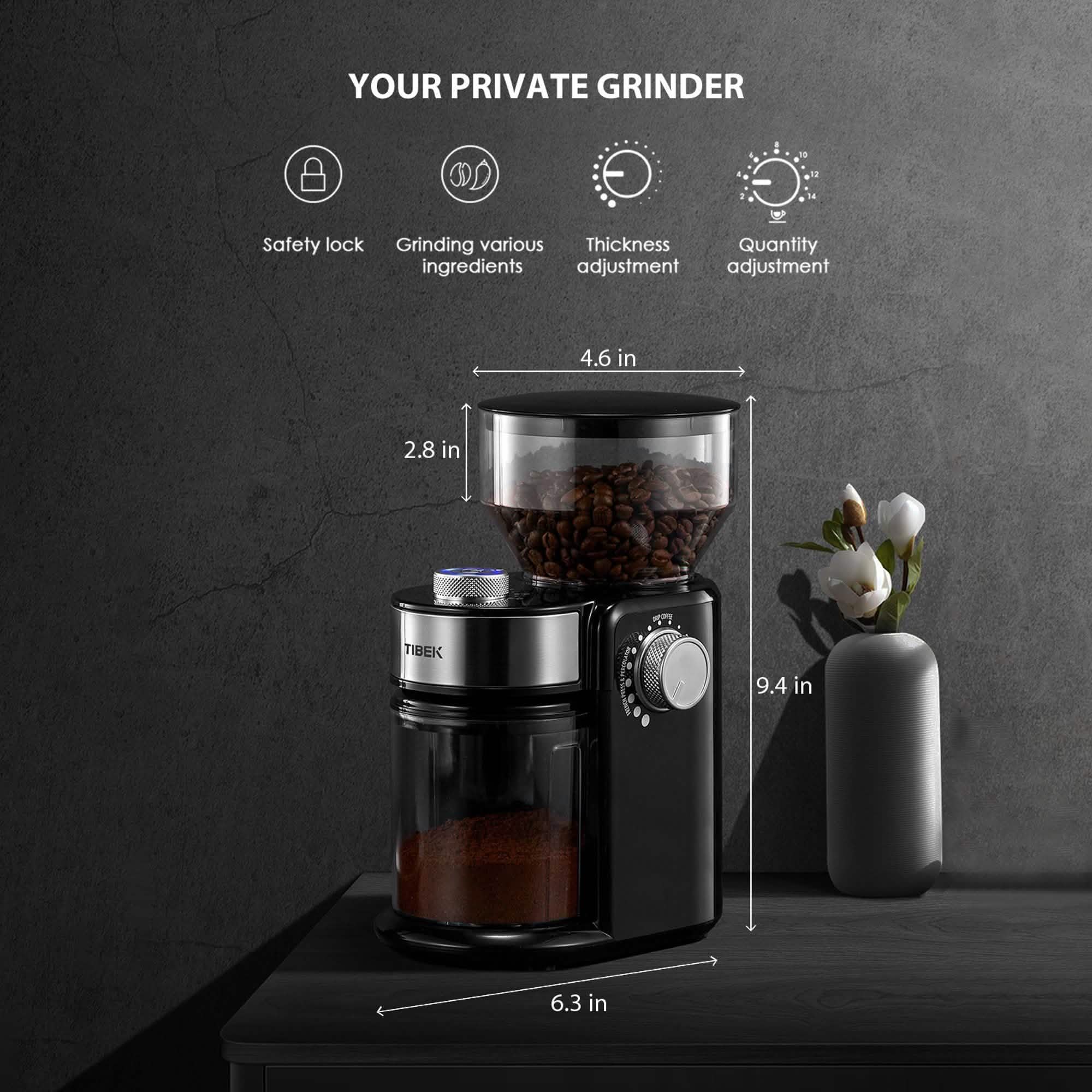 Electric Burr Coffee Grinder with 18 Settings