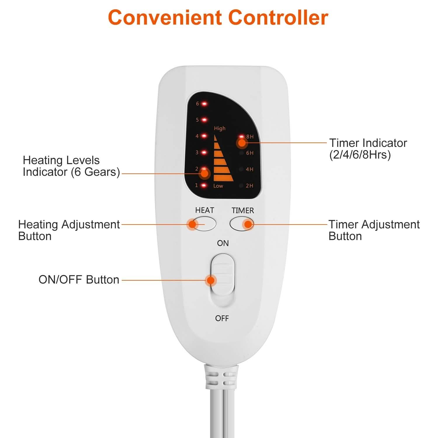 Electric Heated Foot Warmer with 6 Level Heating 4 Level Timing