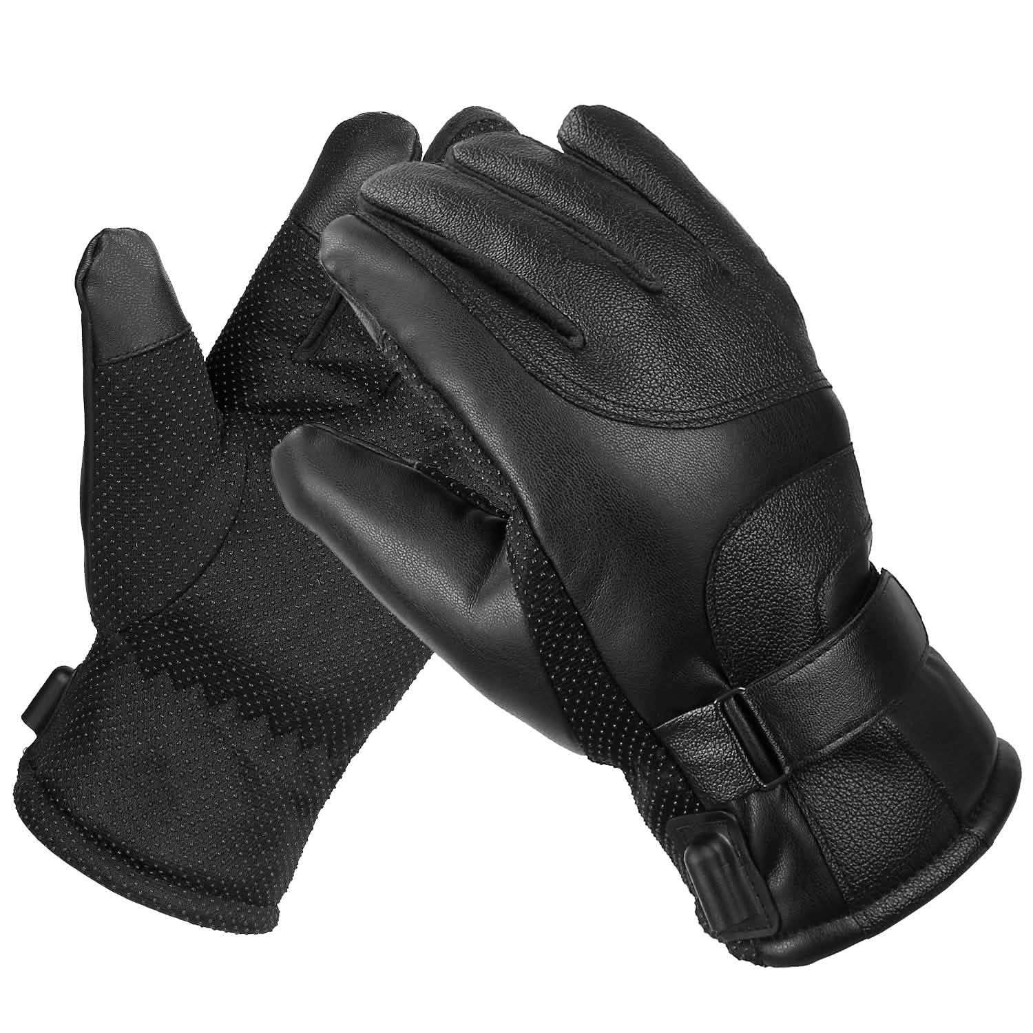 Electric Heated Touchscreen Thermal Gloves Leather USB Plug