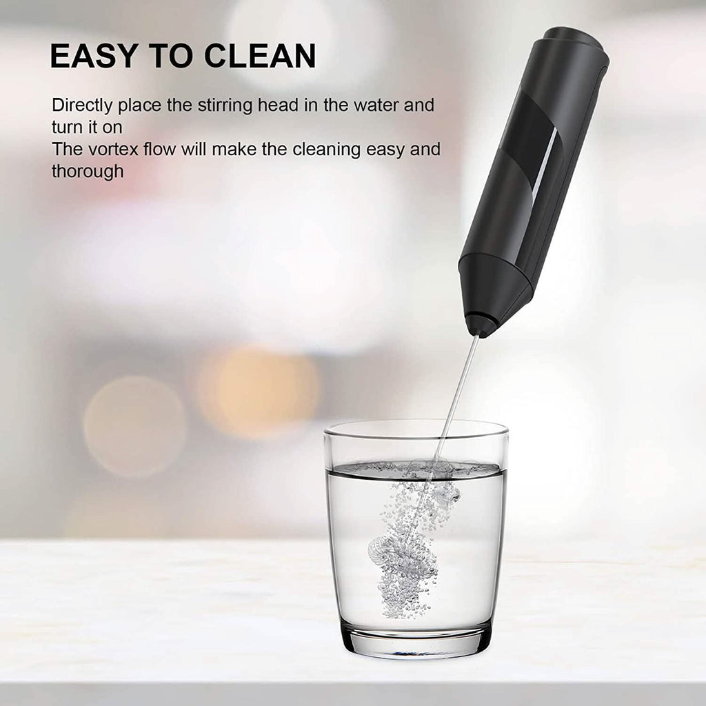 Electric Milk Frother Handheld with Stainless Steel Stand