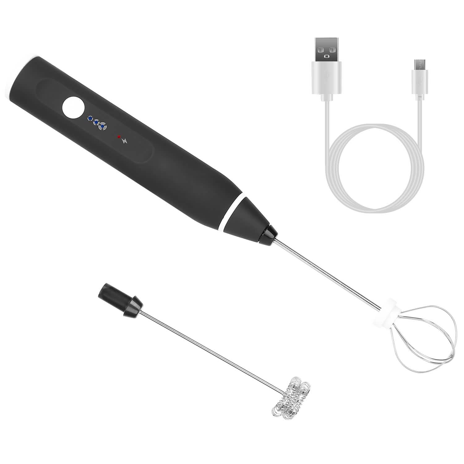 Electric Milk Frother with 2 Whisk Heads