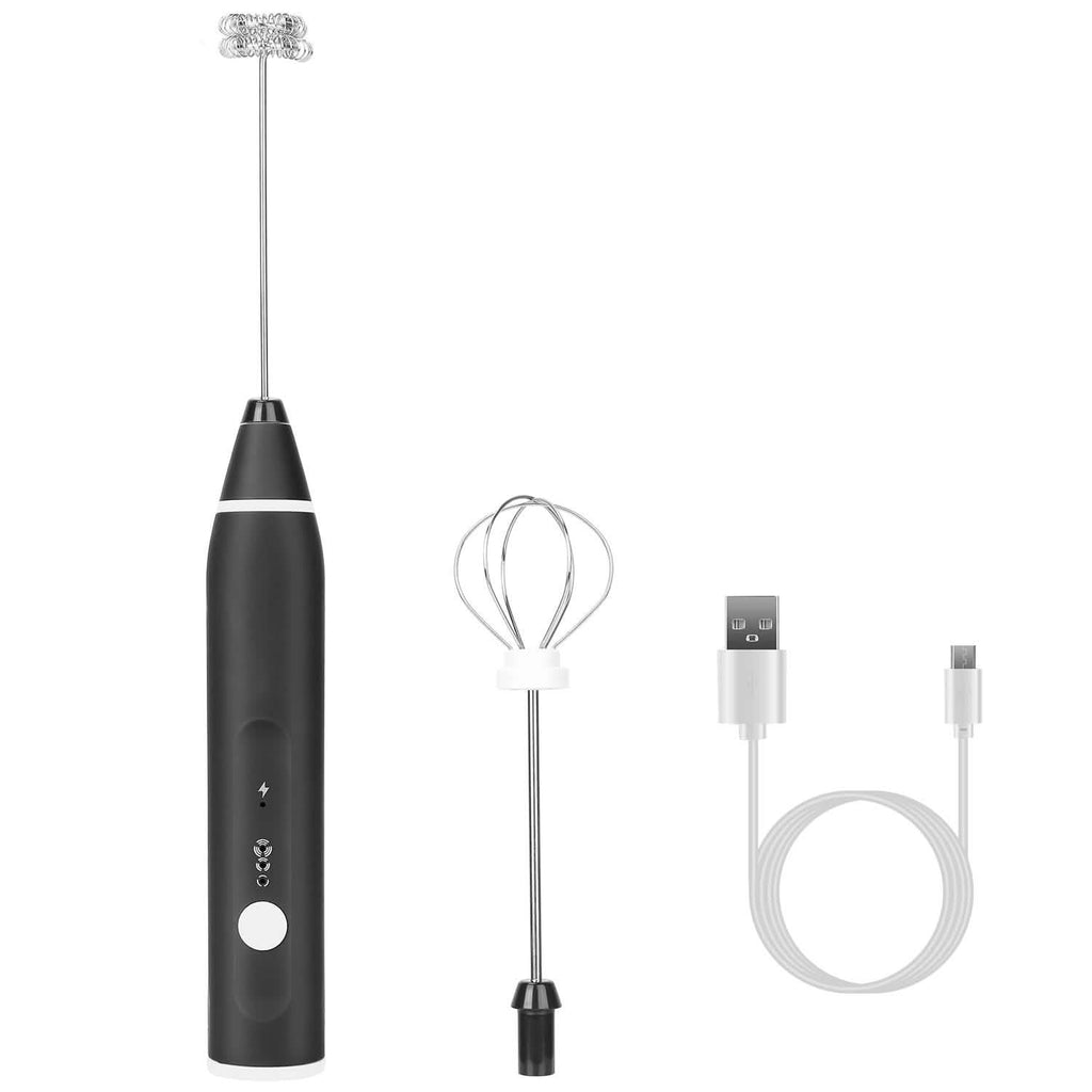 Electric Milk Frother with 2 Whisk Heads