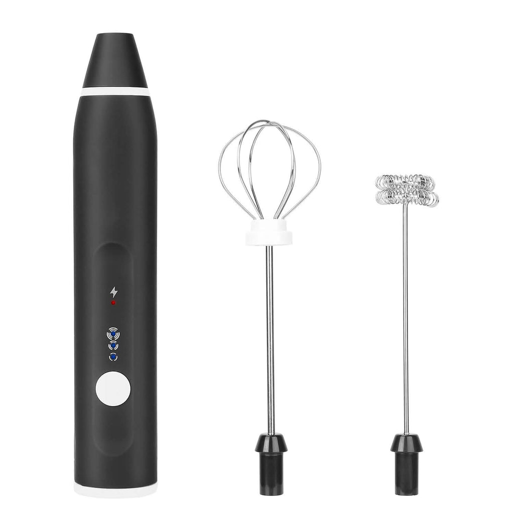 Electric Milk Frother with 2 Whisk Heads