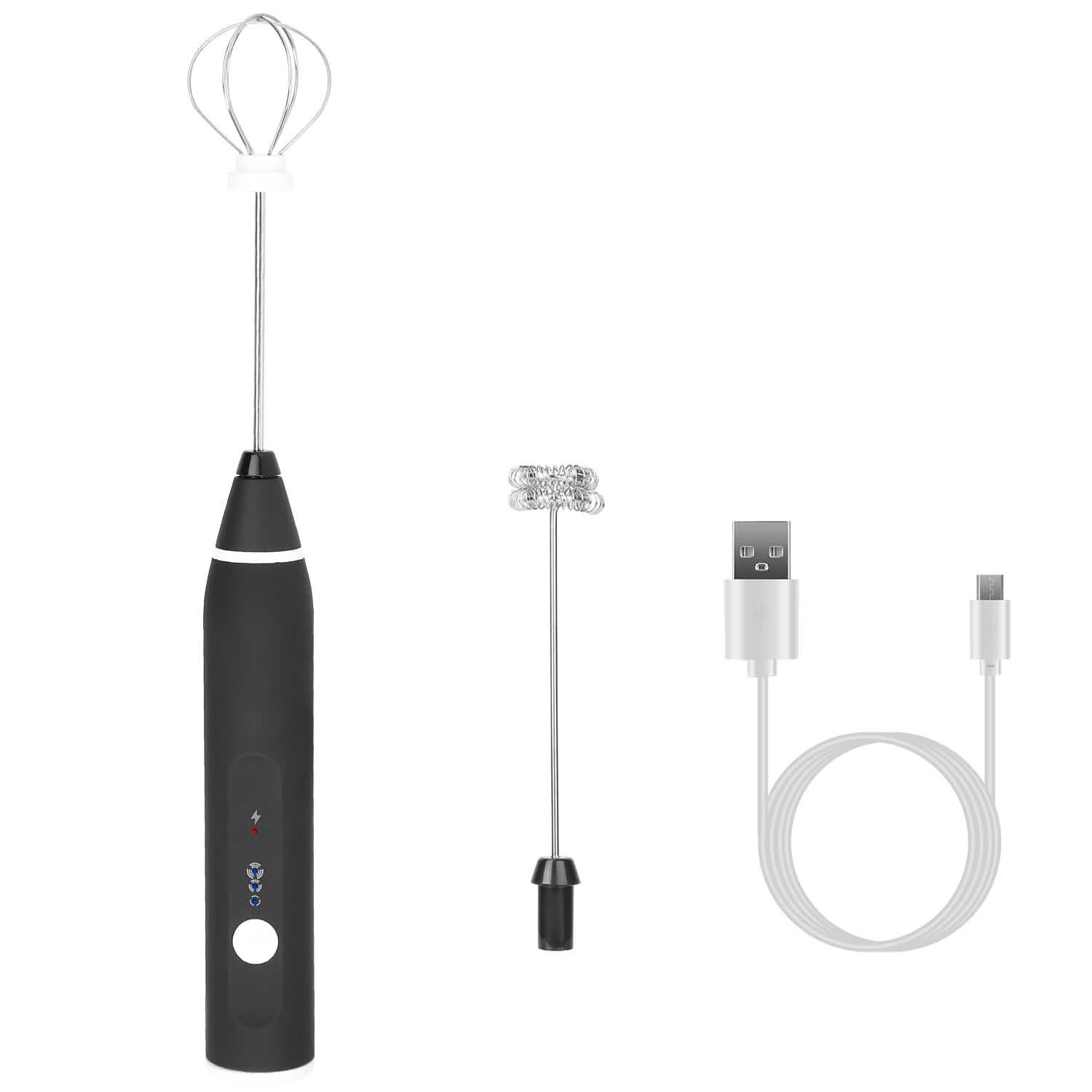 Electric Milk Frother with 2 Whisk Heads
