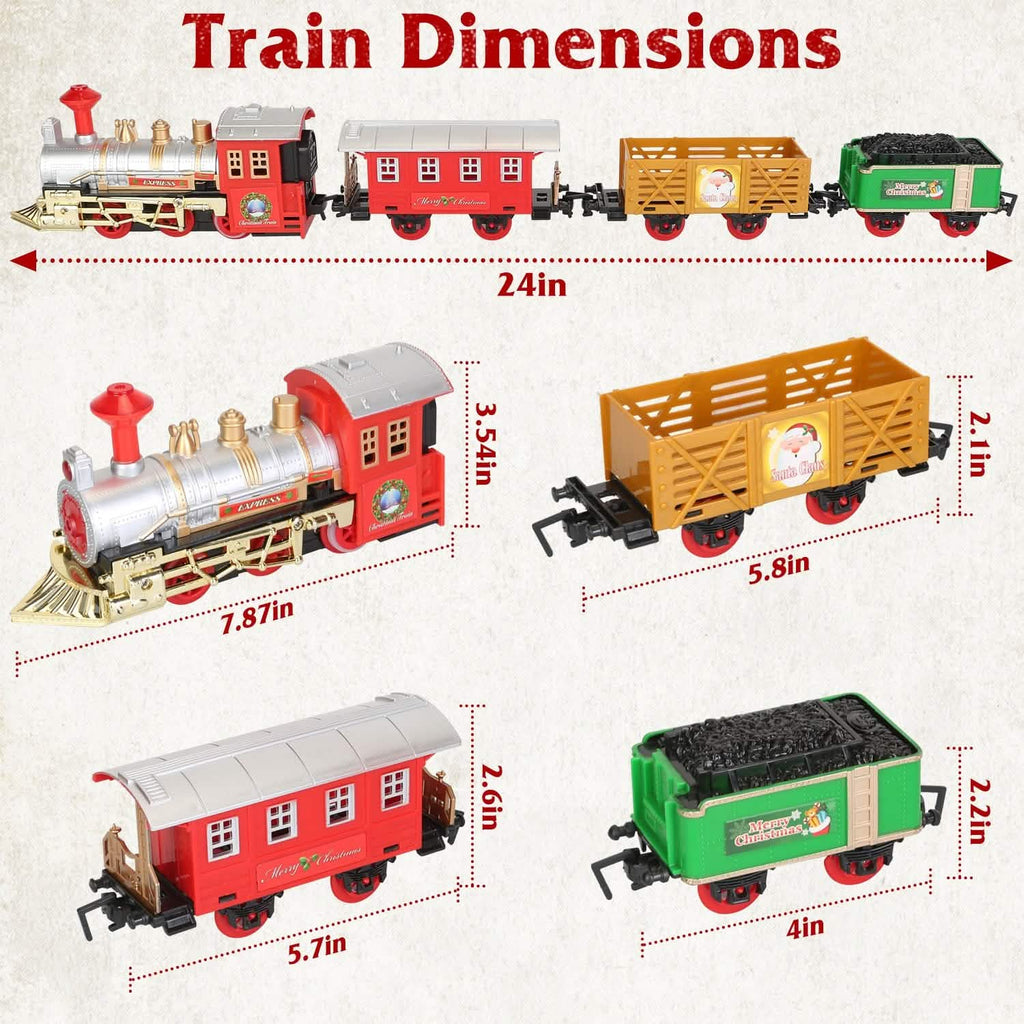 Electric Train Set Steam Locomotive Passenger Coach Coal with Sounds Light Railway