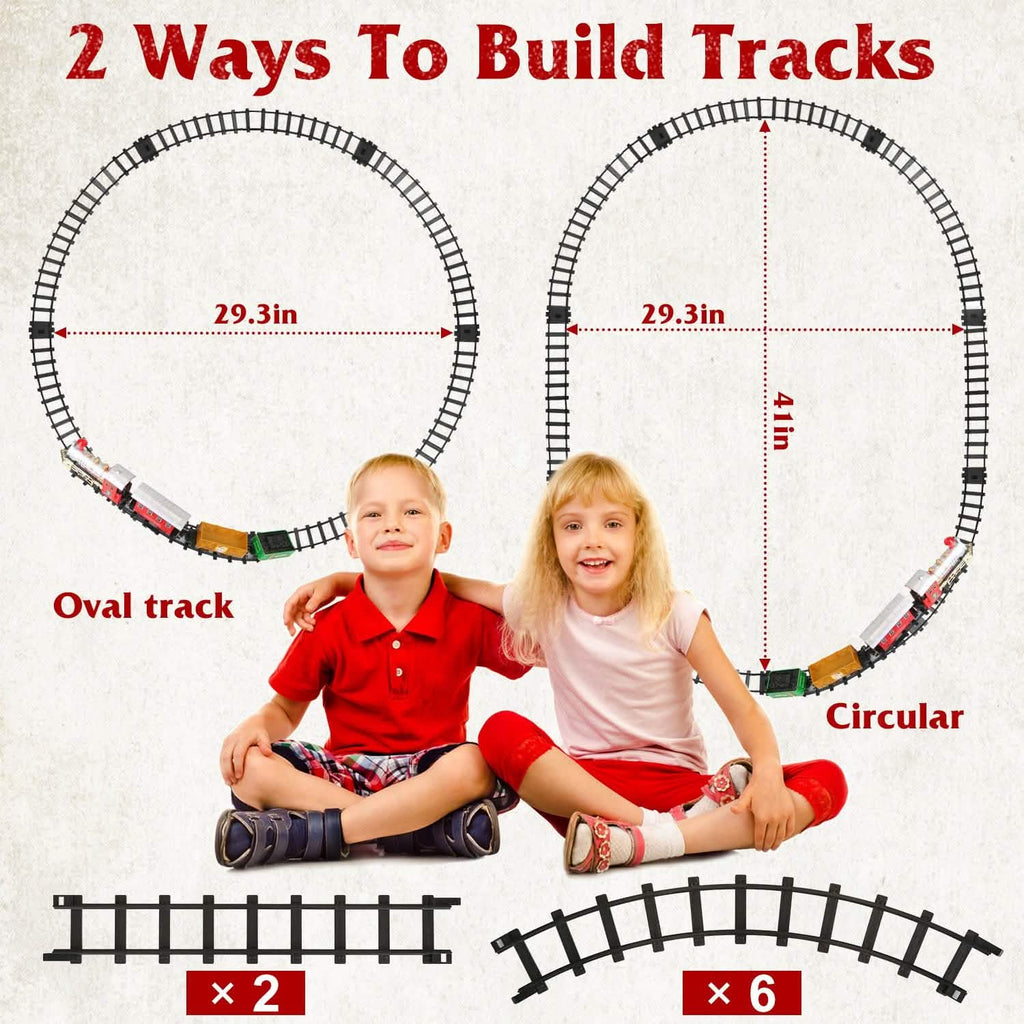 Electric Train Set Steam Locomotive Passenger Coach Coal with Sounds Light Railway
