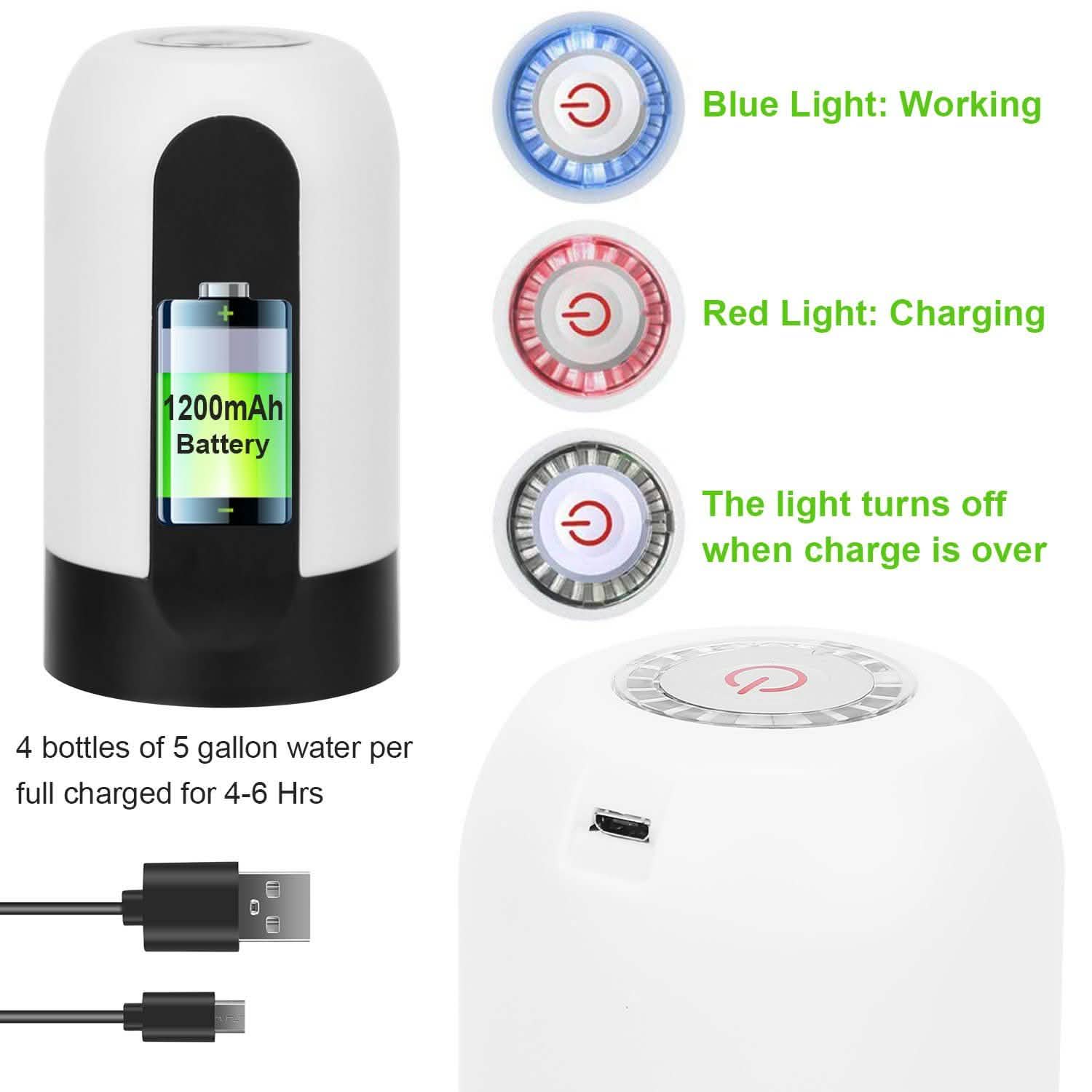 Electric Water Bottle Dispenser Rechargeable Automatic Drinking Water Bottle Pump
