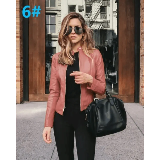Elegance Autumn And Winter New Solid Color Jacket For Women's PU Leather Warmth Fashion Long-Sleeved Jacket For Women