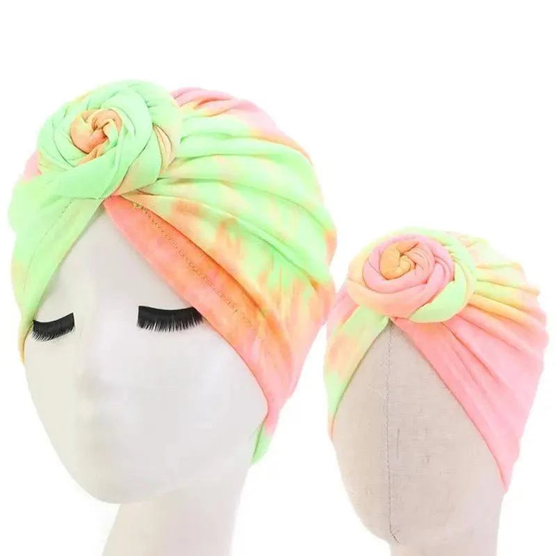 Elegance Mommy And Kids Turban Hat Cap With Big Bow Soft Cute Knot Nursery Beanie Knotted Headban