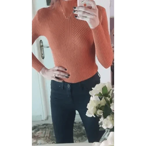 Elegance Solid White and Black Tops,Sweaters Winter Long Sleeve Turtleneck Pullovers Women's Sweaters Female Clothing