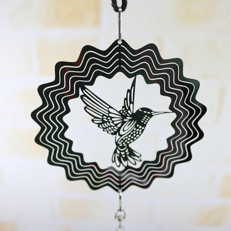 Elegant 3D Metal Hanging Wind Hanging Spinners Spiral Wind Chimes Wind Sculptures With Gazing Ball Spiral Tail Stainless Steel Spin Decor For Indoor Outdoor Spinner Wind Chime With Spiral Tail Ball Center Home Decor