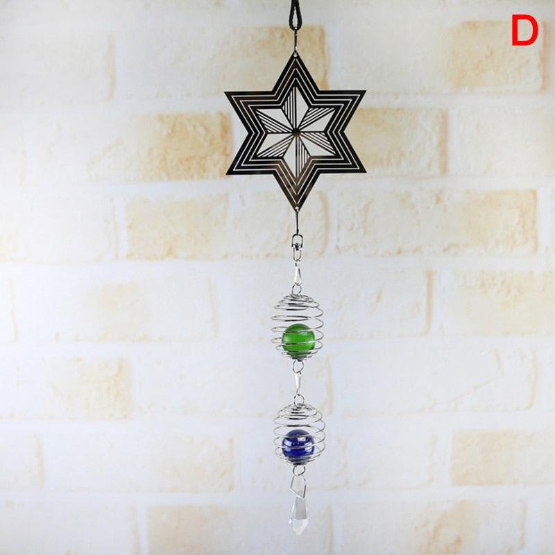 Elegant 3D Metal Hanging Wind Hanging Spinners Spiral Wind Chimes Wind Sculptures With Gazing Ball Spiral Tail Stainless Steel Spin Decor For Indoor Outdoor Spinner Wind Chime With Spiral Tail Ball Center Home Decor