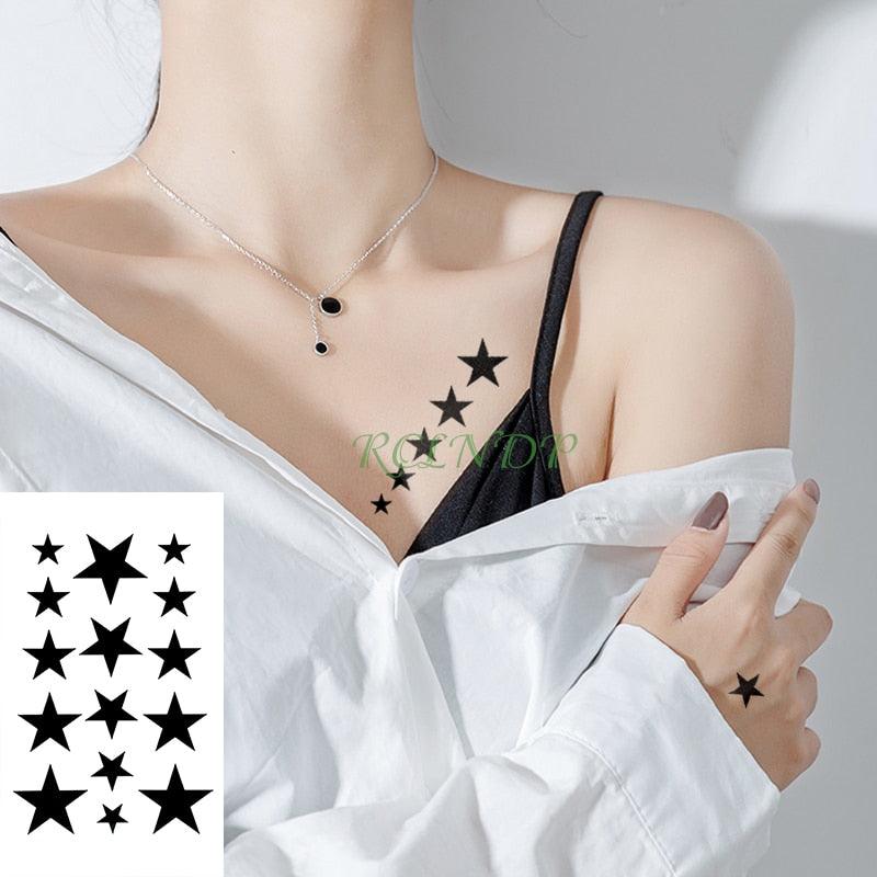 Elegant Black Music Notes Waterproof Sticker Tattoos Temporary Chest Shoulder Tattoos For Men Women
