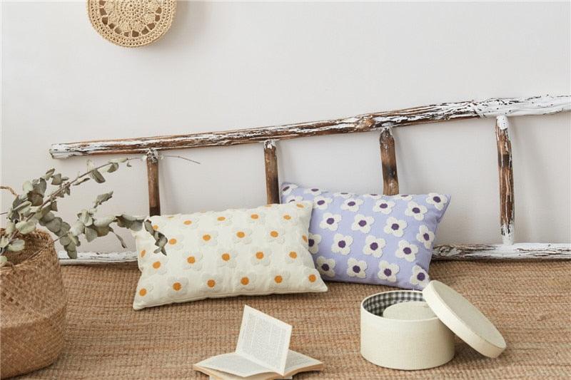 Elegant Cotton Floral Printed Pillow Cases Pillow Cover Canvas Embroidery Cushion Cover Home Decor Yellow Flowers Pillow Case Soft Luxury Style