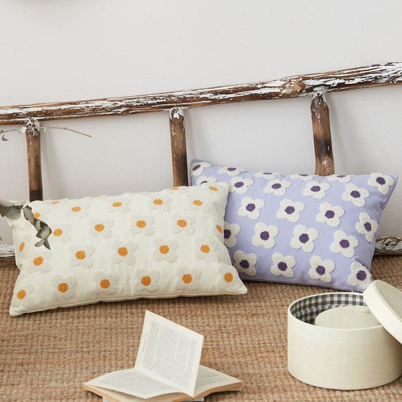 Elegant Cotton Floral Printed Pillow Cases Pillow Cover Canvas Embroidery Cushion Cover Home Decor Yellow Flowers Pillow Case Soft Luxury Style