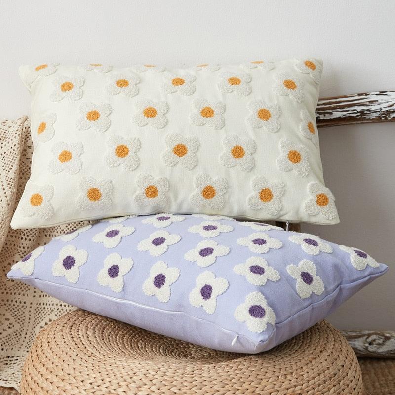 Elegant Cotton Floral Printed Pillow Cases Pillow Cover Canvas Embroidery Cushion Cover Home Decor Yellow Flowers Pillow Case Soft Luxury Style