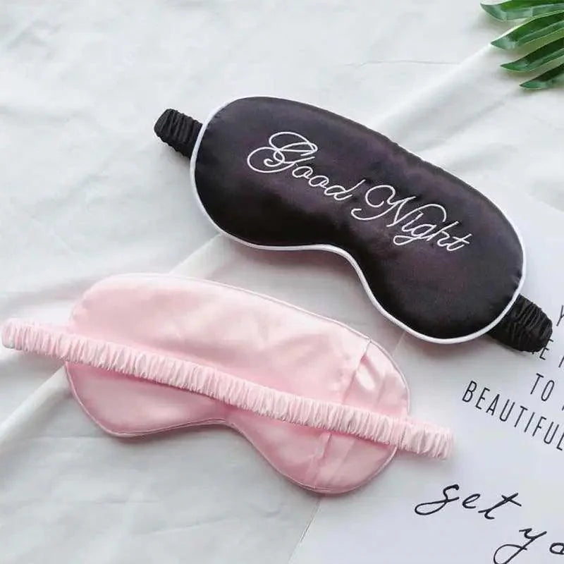 Elegant Good Night Soft Eye Masks Cute Design Eye Cover Sleeping Blindfold Women Eye Cover Full Night's Sleep Travel Portable Lightweight Eye Mask