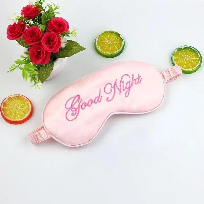 Elegant Good Night Soft Eye Masks Cute Design Eye Cover Sleeping Blindfold Women Eye Cover Full Night's Sleep Travel Portable Lightweight Eye Mask