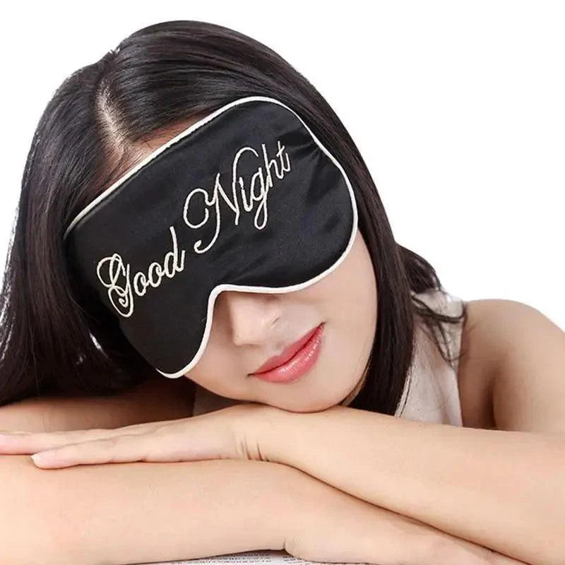 Elegant Good Night Soft Eye Masks Cute Design Eye Cover Sleeping Blindfold Women Eye Cover Full Night's Sleep Travel Portable Lightweight Eye Mask
