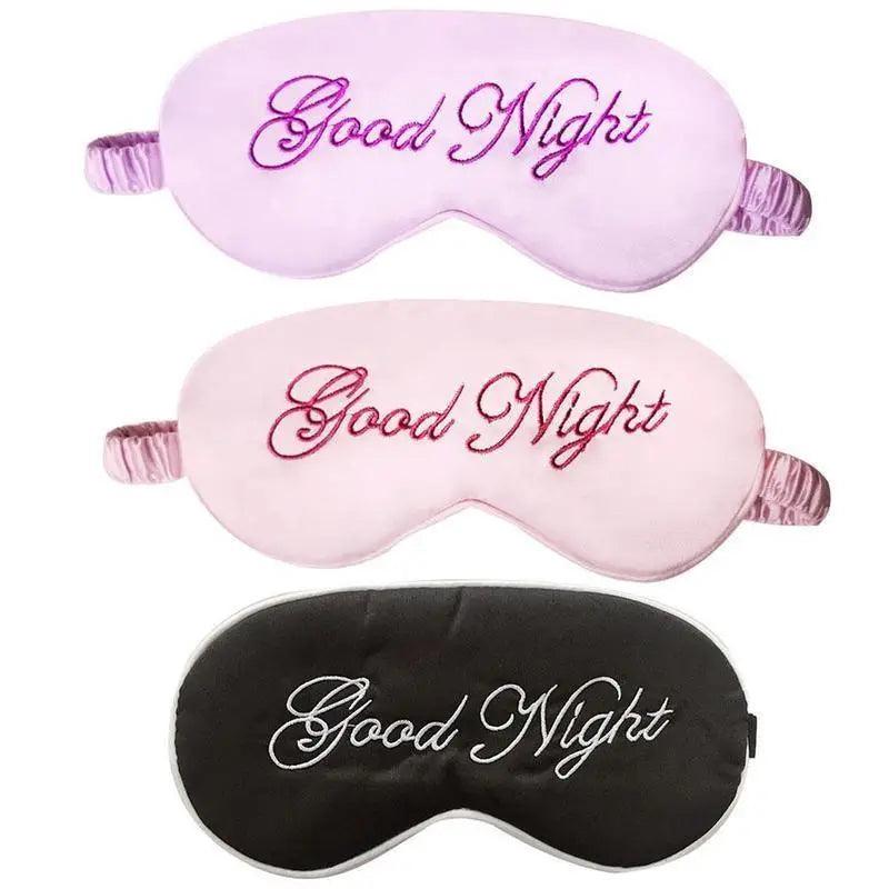 Elegant Good Night Soft Eye Masks Cute Design Eye Cover Sleeping Blindfold Women Eye Cover Full Night's Sleep Travel Portable Lightweight Eye Mask