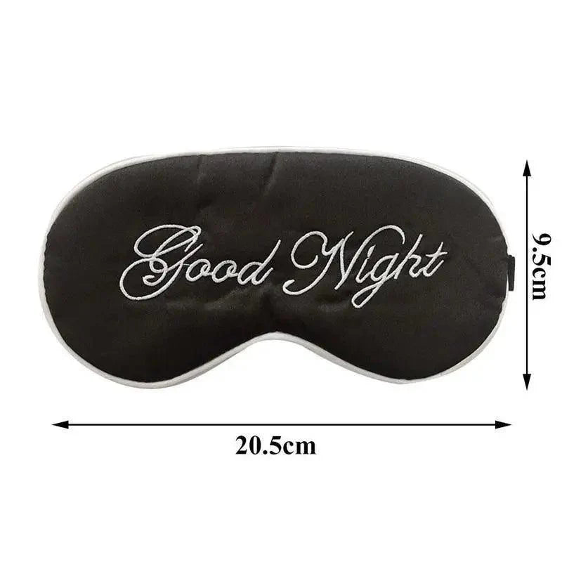 Elegant Good Night Soft Eye Masks Cute Design Eye Cover Sleeping Blindfold Women Eye Cover Full Night's Sleep Travel Portable Lightweight Eye Mask