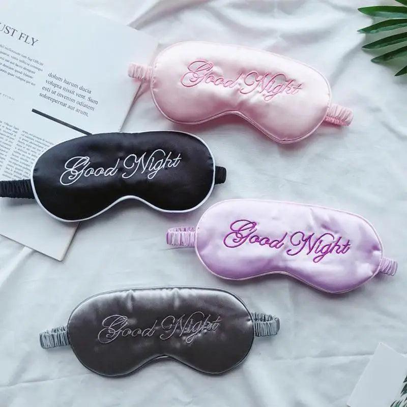 Elegant Good Night Soft Eye Masks Cute Design Eye Cover Sleeping Blindfold Women Eye Cover Full Night's Sleep Travel Portable Lightweight Eye Mask
