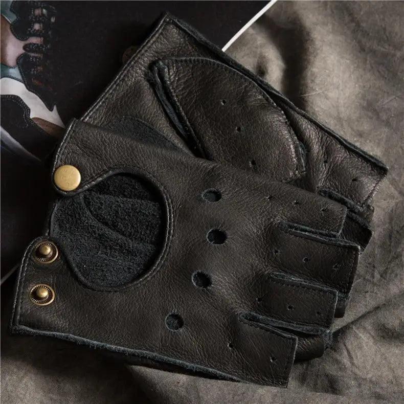 Elegant Men Leather Fingerless Gloves Yellow Cool Stylish Design Comfortable Gloves For Men