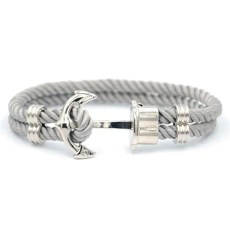 Elegant Modern Handmade Stainless Steel Men Anchor Bracelet made of Nylon in Navy Blue Color For Man