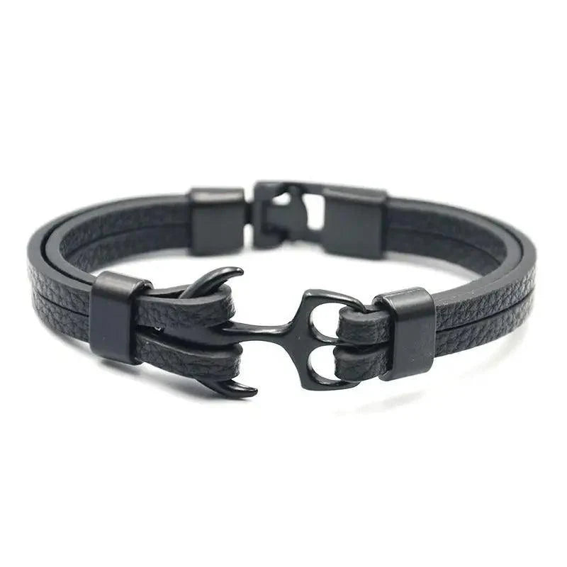 Elegant Modern Handmade Stainless Steel Men Anchor Bracelet made of Nylon in Navy Blue Color For Man
