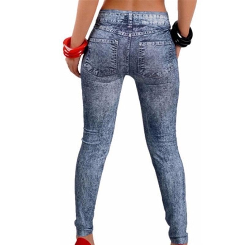 Elegant One Size Women Leggings Jeans Pants With Pocket Slim Leggings Women Fitness Blue Black Women's Classic Legging With Pockets Stretch Elastic Leggings Jeans