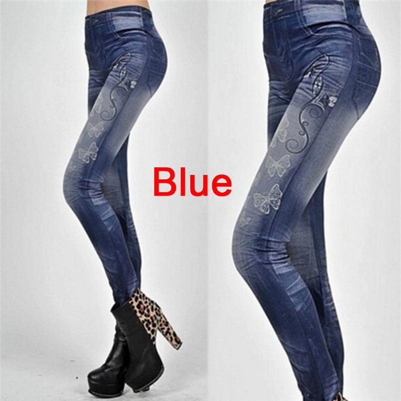 Elegant One Size Women Leggings Jeans Pants With Pocket Slim Leggings Women Fitness Blue Black Women's Classic Legging With Pockets Stretch Elastic Leggings Jeans