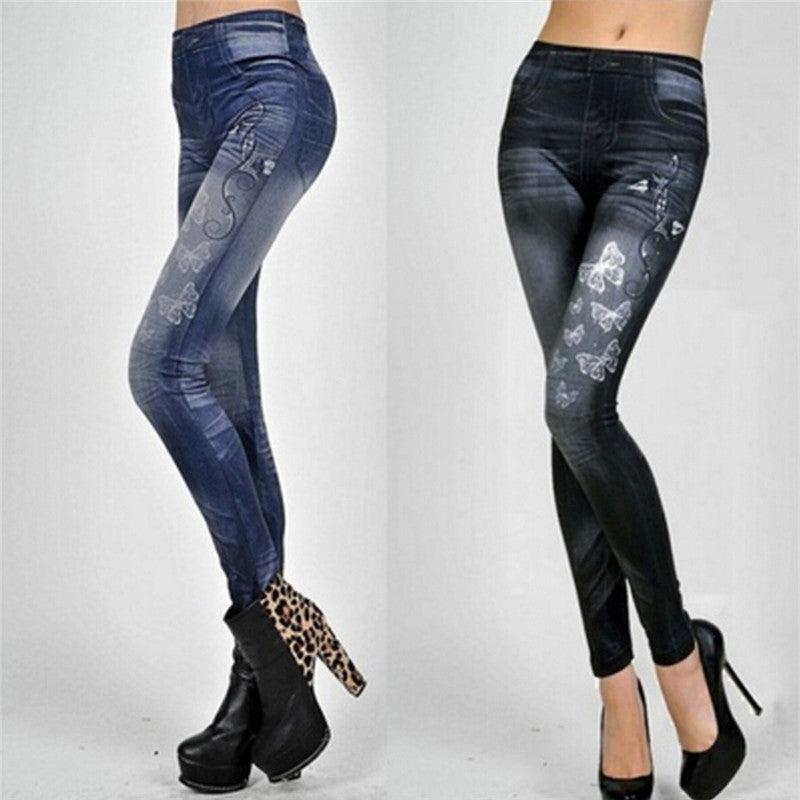 Elegant One Size Women Leggings Jeans Pants With Pocket Slim Leggings Women Fitness Blue Black Women's Classic Legging With Pockets Stretch Elastic Leggings Jeans