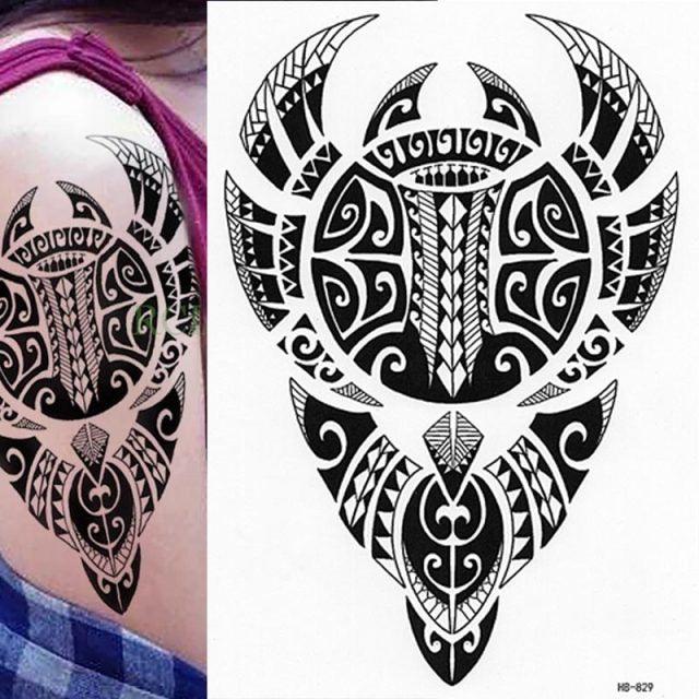 Elegant Temporary Waterproof Tattoos Big Tribal Sticker Black Large Body Art Makeup Fake Tattoo For Mens Womens