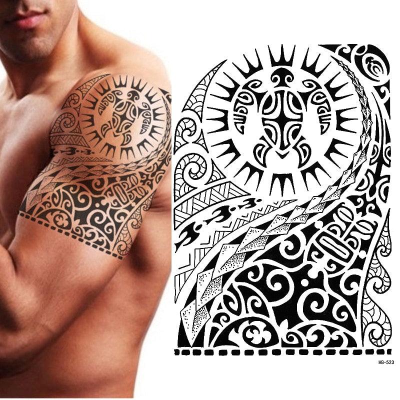 Elegant Temporary Waterproof Tattoos Big Tribal Sticker Black Large Body Art Makeup Fake Tattoo For Mens Womens